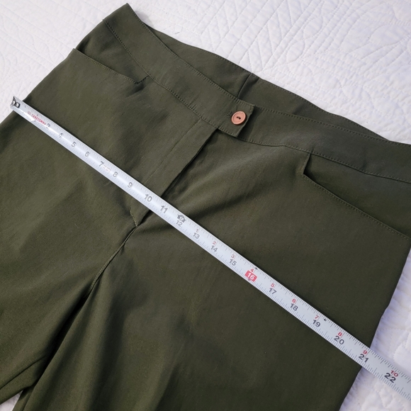 Womens High Rise Dark Olive Green Stretch Dressy Pants - Picture 6 of 11